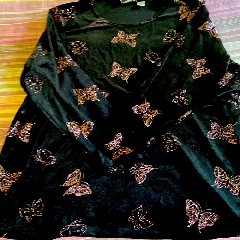 Velour Fashion Bug blouse with butterflies Size 26/28